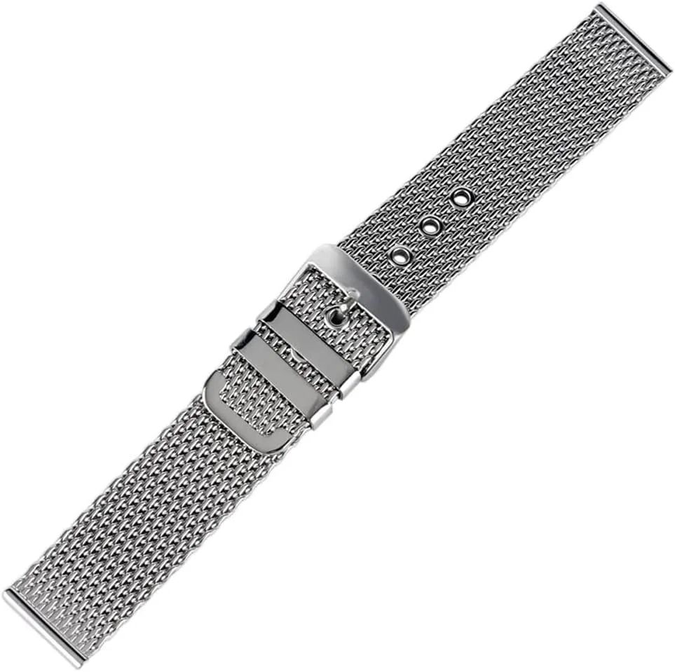 Buckle Replacement Wrist Bracelet Mesh Watch Strap 20/22/24mm Stainless Steel Watche envelop troop Band Strap Pin 