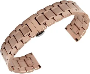 buckle rose gold silver watch strap, stainless steel adaptable strap 18mm 22mm 24mm wristband butterfly 