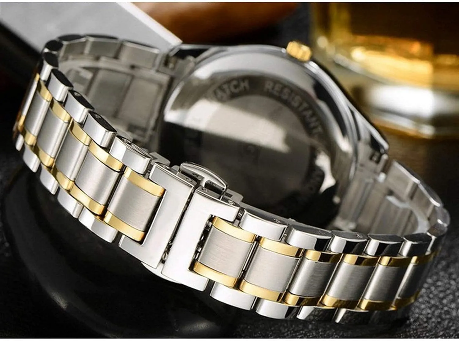 buckle rose gold silver watch strap, stainless steel adaptable strap 18mm 22mm 24mm wristband butterfly 