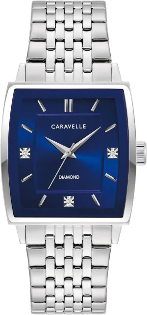 Bulova Men's Modern Diamond 3-Hand Quartz Steel Tonneau Watch Caravelle sate found by 