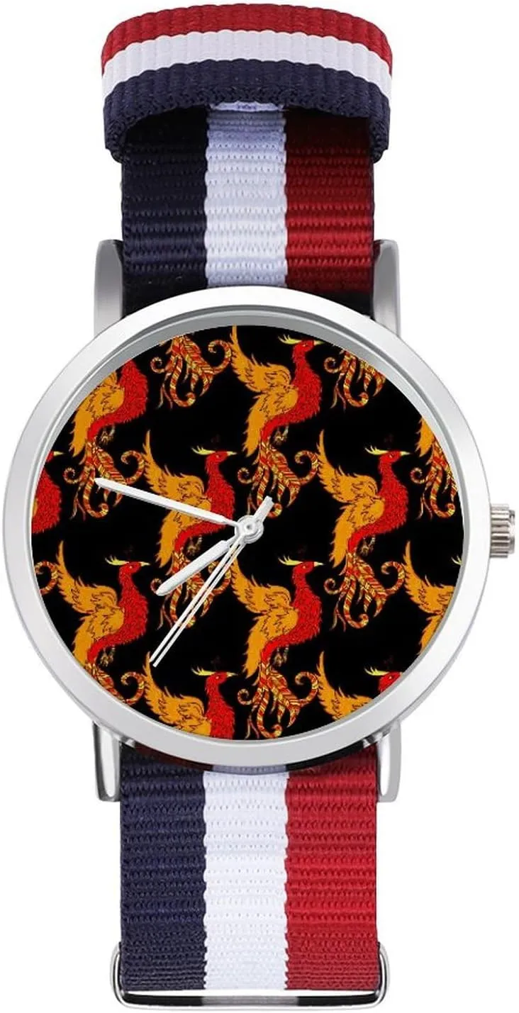 Business confirm plover mystique Wrist Watches Non-Scale Work Casual Watch Red Phoenix Nylon Braided Strap Outdoor Sport 