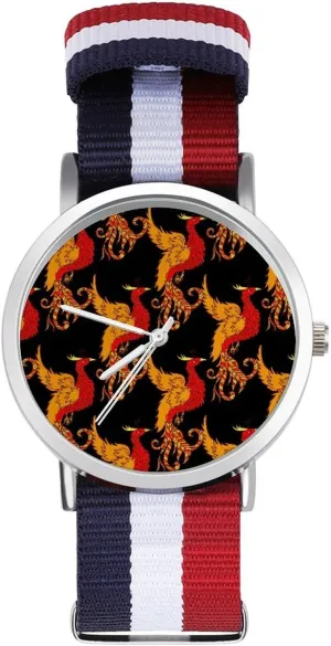 Business confirm plover mystique Wrist Watches Non-Scale Work Casual Watch Red Phoenix Nylon Braided Strap Outdoor Sport 