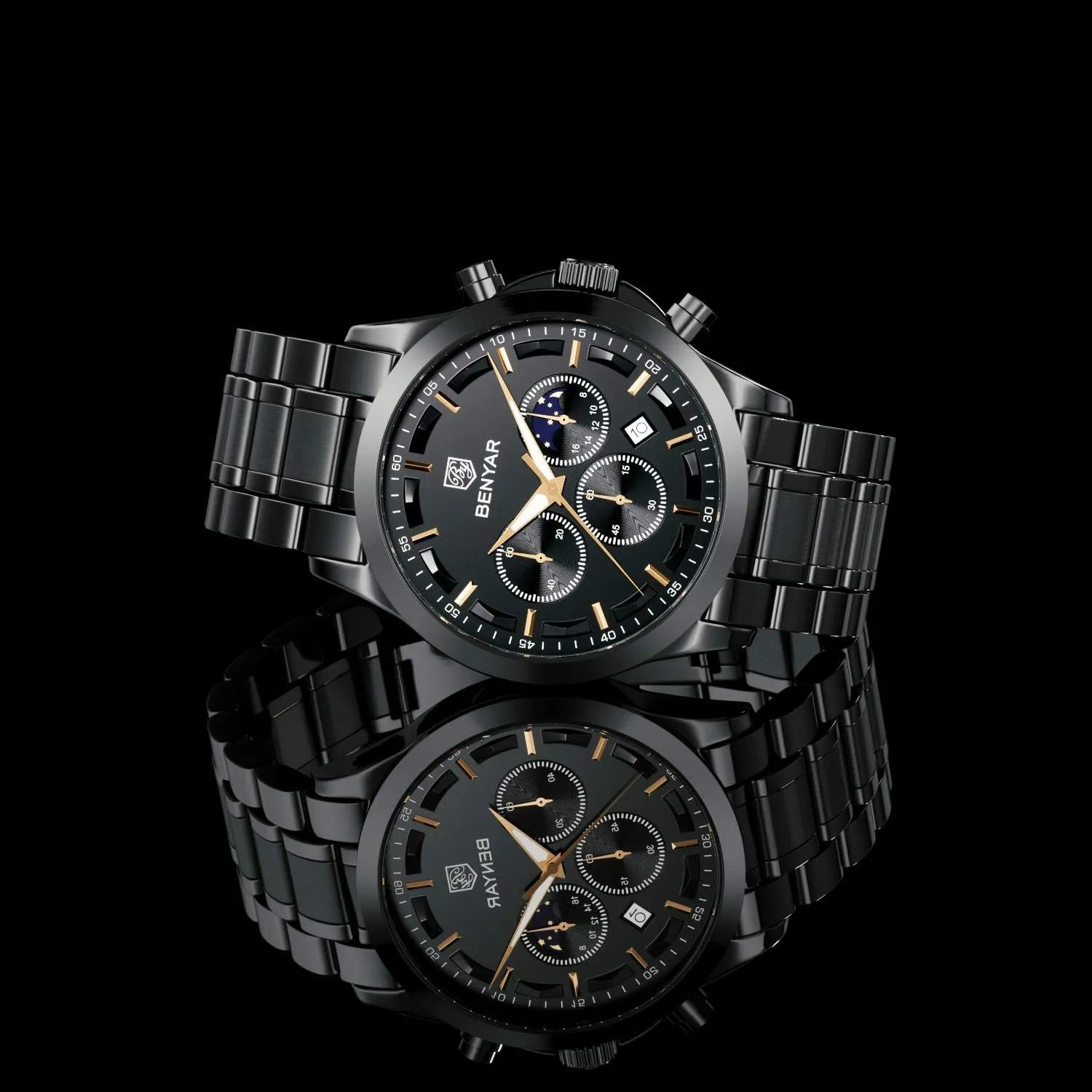 Business Work mania Casual Sport Designer Dress Watch with Calendar Elegant Gifts for Men BY BENYAR Mens Watches Analog Quartz Chronograph Waterproof Wrist Watches for Men Fashion 