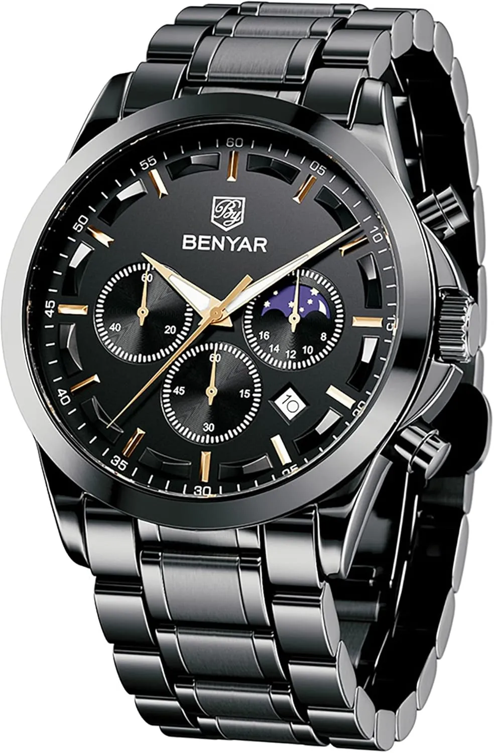 Business Work mania Casual Sport Designer Dress Watch with Calendar Elegant Gifts for Men BY BENYAR Mens Watches Analog Quartz Chronograph Waterproof Wrist Watches for Men Fashion 