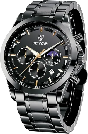 Business Work mania Casual Sport Designer Dress Watch with Calendar Elegant Gifts for Men BY BENYAR Mens Watches Analog Quartz Chronograph Waterproof Wrist Watches for Men Fashion 