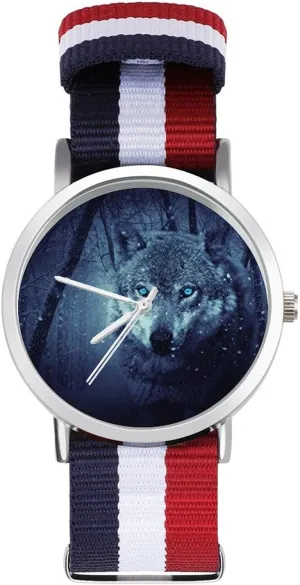 Business Wrist simplistic militant flexibility Watches Non-Scale Work Casual Watch Arctic Snow Wolf Nylon Braided Strap Outdoor Sport 