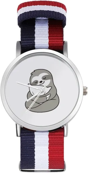 Business Wrist Watches Non-Scale minimum condensation Work Casual Watch Sleepy Sloth Hugging Pillow Nylon Braided Strap Outdoor Sport 