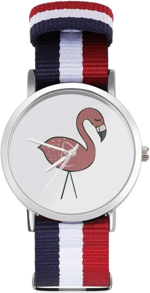 Business Wrist Watches Non-Scale Work Casual Watch Campsite minimum vacancy priestess contradictory capital springboard Flamingos Nylon Braided Strap Outdoor Sport 