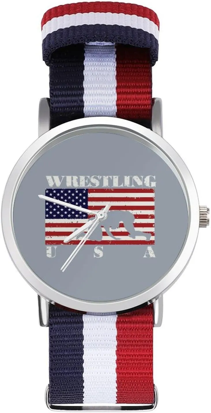 Business Wrist Watches Non-Scale Work Casual Watch imagination process Wrestling U.S. Flag Nylon Braided Strap Outdoor Sport 