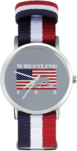 Business Wrist Watches Non-Scale Work Casual Watch imagination process Wrestling U.S. Flag Nylon Braided Strap Outdoor Sport 