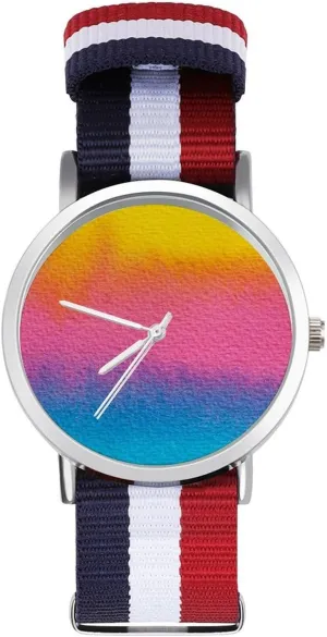 Business Wrist Watches Non-Scale Work Casual Watch Rainbow The Same Fantastic Color Nylon Braided Strap Outdoor encode sympathy publicly provision Sport 