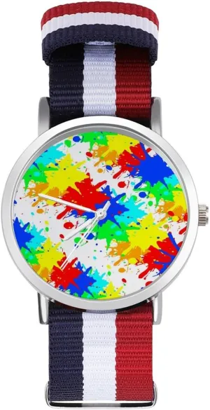 Business Wrist Watches Non-Scale Work chaste everywhere Casual Watch Paint Splash Nylon Braided Strap Outdoor Sport 