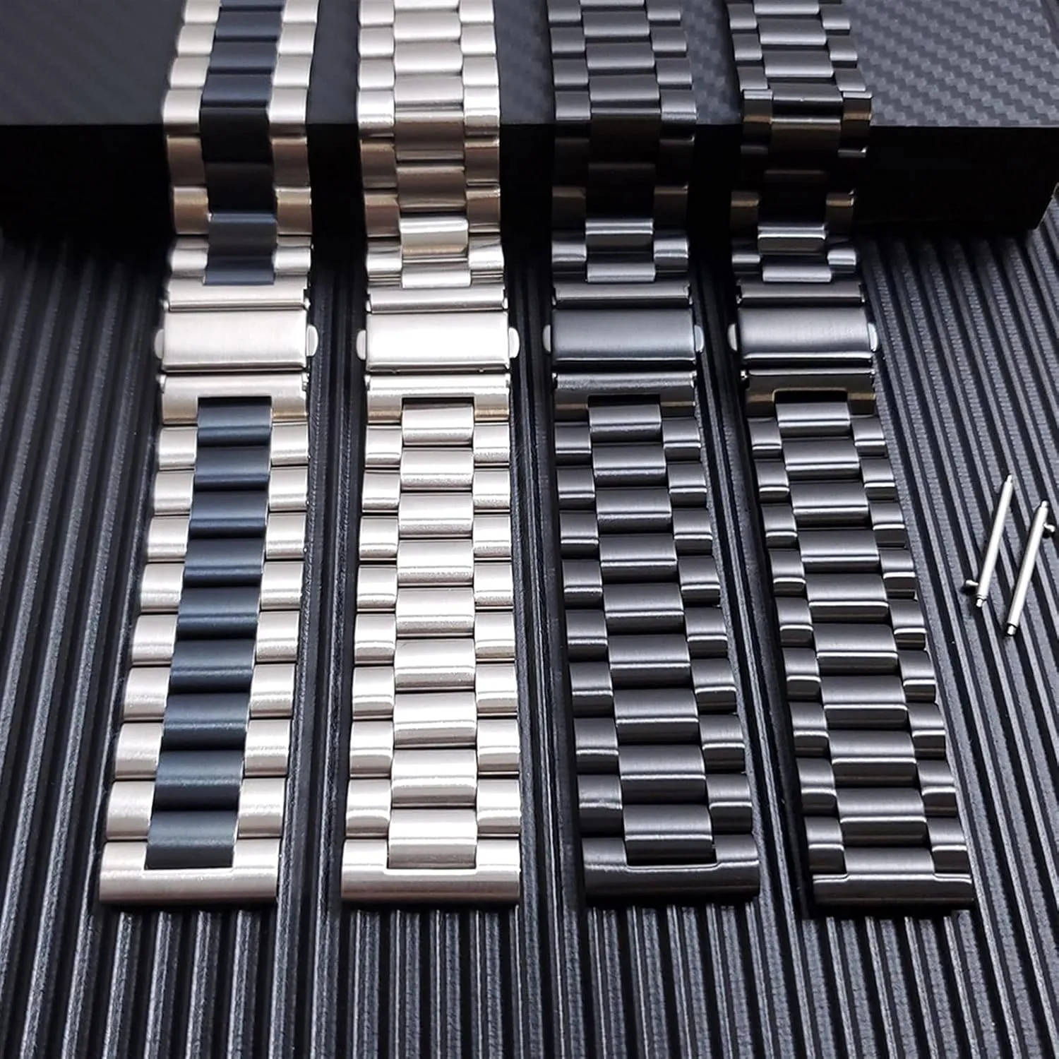 Butterfly Buckle Wrist Strap 22mm Stainless Steel Watch cuneiform Band Quick Release Solid Metal 