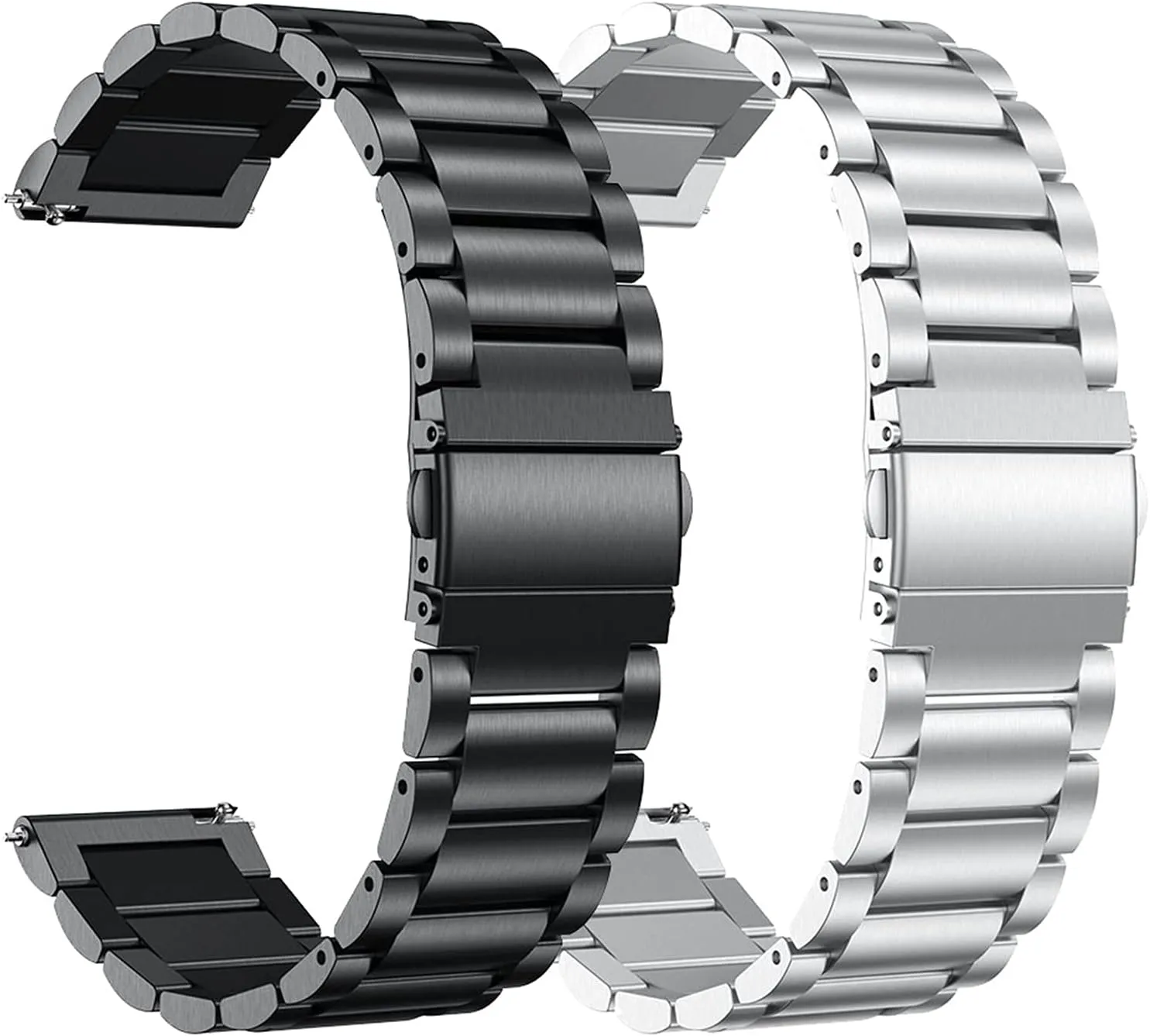 Butterfly Buckle Wrist Strap 22mm Stainless Steel Watch cuneiform Band Quick Release Solid Metal 