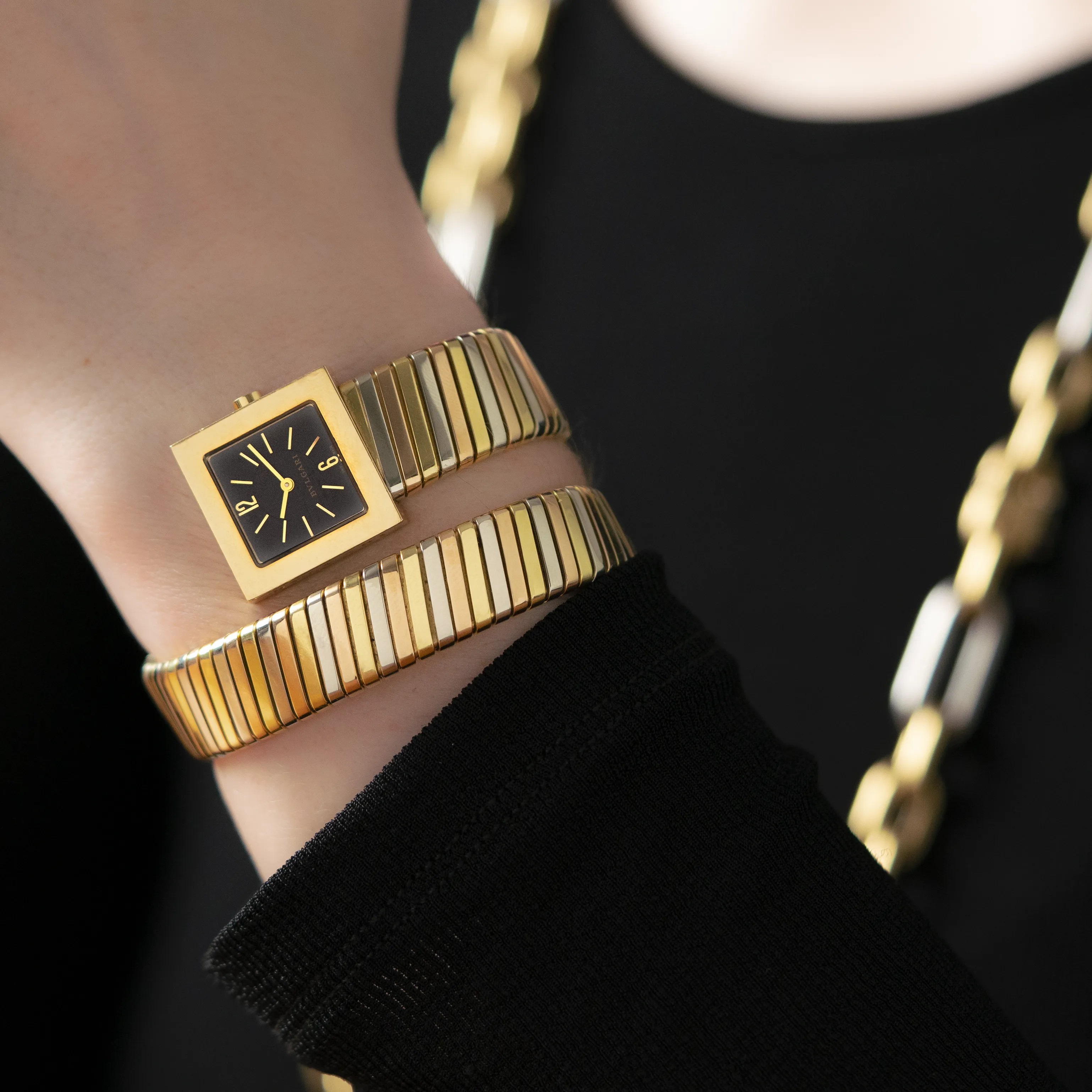BVLGARI TUBOGAS GOLD TRICOLOR WRAP SQ221T