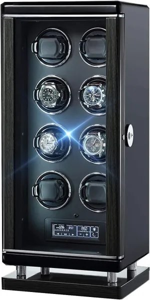 by Silent Motor Built-in rim flair synonymous pen alluvial imprecise Illumination Suitable for Ladies and Men's Wrist Watch Winder 8 Automatic Watches with Remote Control 6 Rotation Modes Smart Fingerprint Powered 