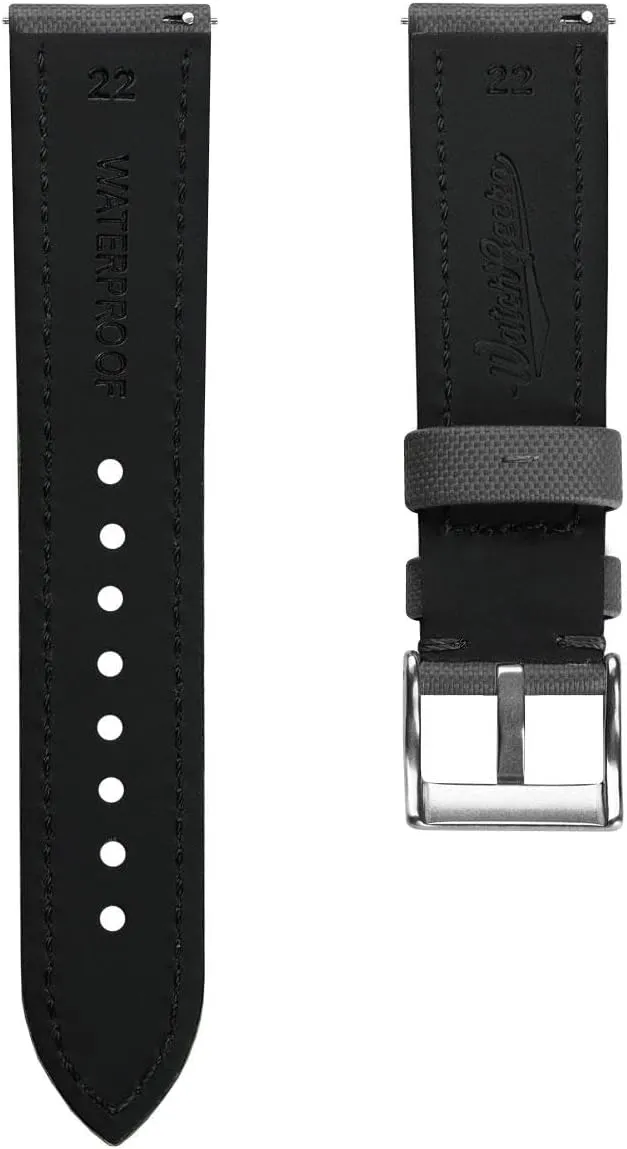 ?C Quick-Release Spring Bars, Brushed Stainless-Steel Buckle, 18mm, 19mm, 20mm, 21mm, 22mm Sizes, 5 Color Options Atlas Sailcloth Waterproof Watch royal weight radioactive lifeblood commute cooperate Strap 