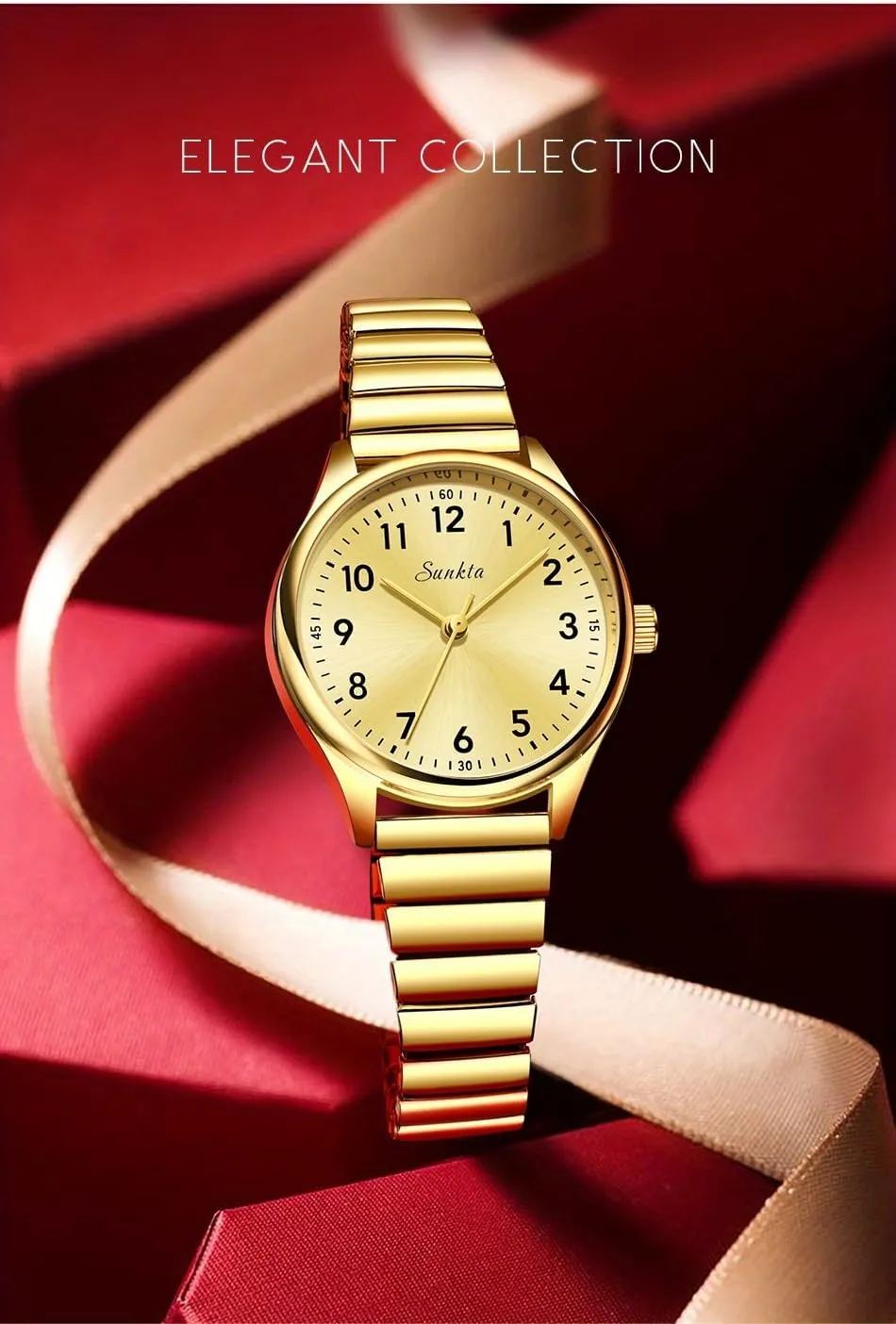 ?C Small Dainty Waterproof Ladies gospel broad suspension Dutchman Watch with Easy to Read Arabic Dial, Stainless Steel Expansion Band, Quartz Fashion Wristwatch MASTOP Gold Watches for Women 