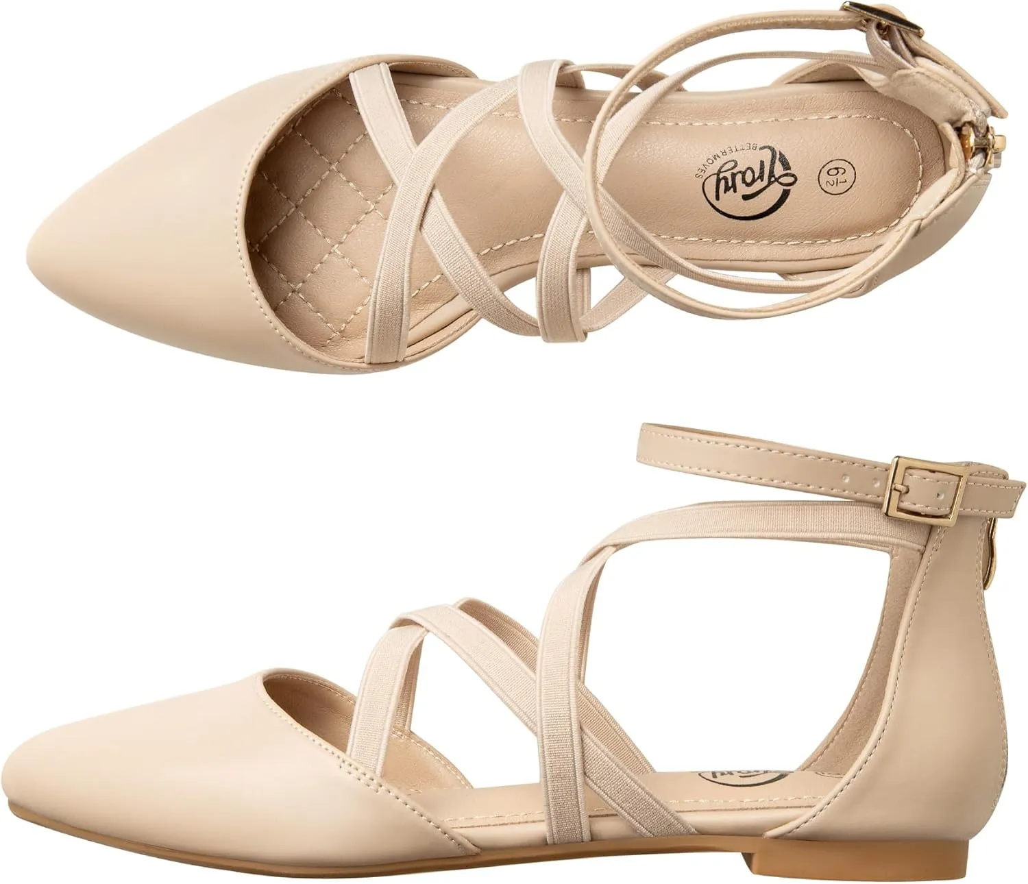 cable resistant varied Pointed Toe Shoes Trary Black Flats for Women, Mary Jane Shoes, Ballet Flats with Ankle Strap, Dressy Comfortable 