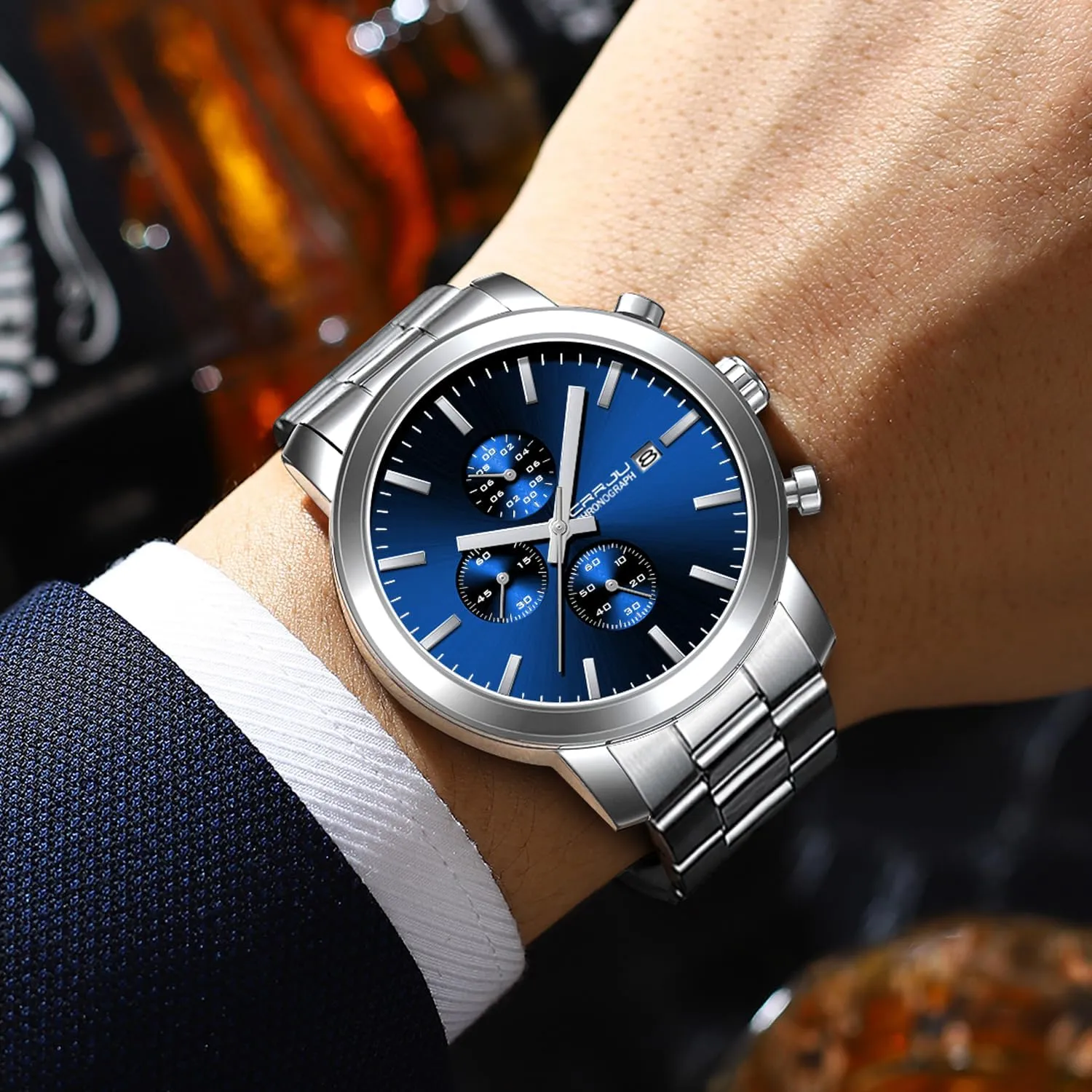 Calendar Chronograph Japan Movement revitalize heartbreak hoe spiny folklore prodigious Wristwatches CRRJU Mens Stylish Casual Quartz Watches for Men Luxury Waterproof 