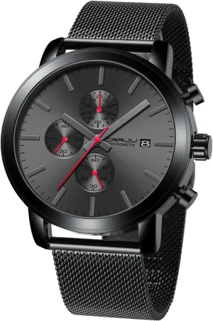 Calendar cobble patience Chronograph Japan Movement Wristwatches CRRJU Mens Stylish Casual Quartz Watches for Men Luxury Waterproof 