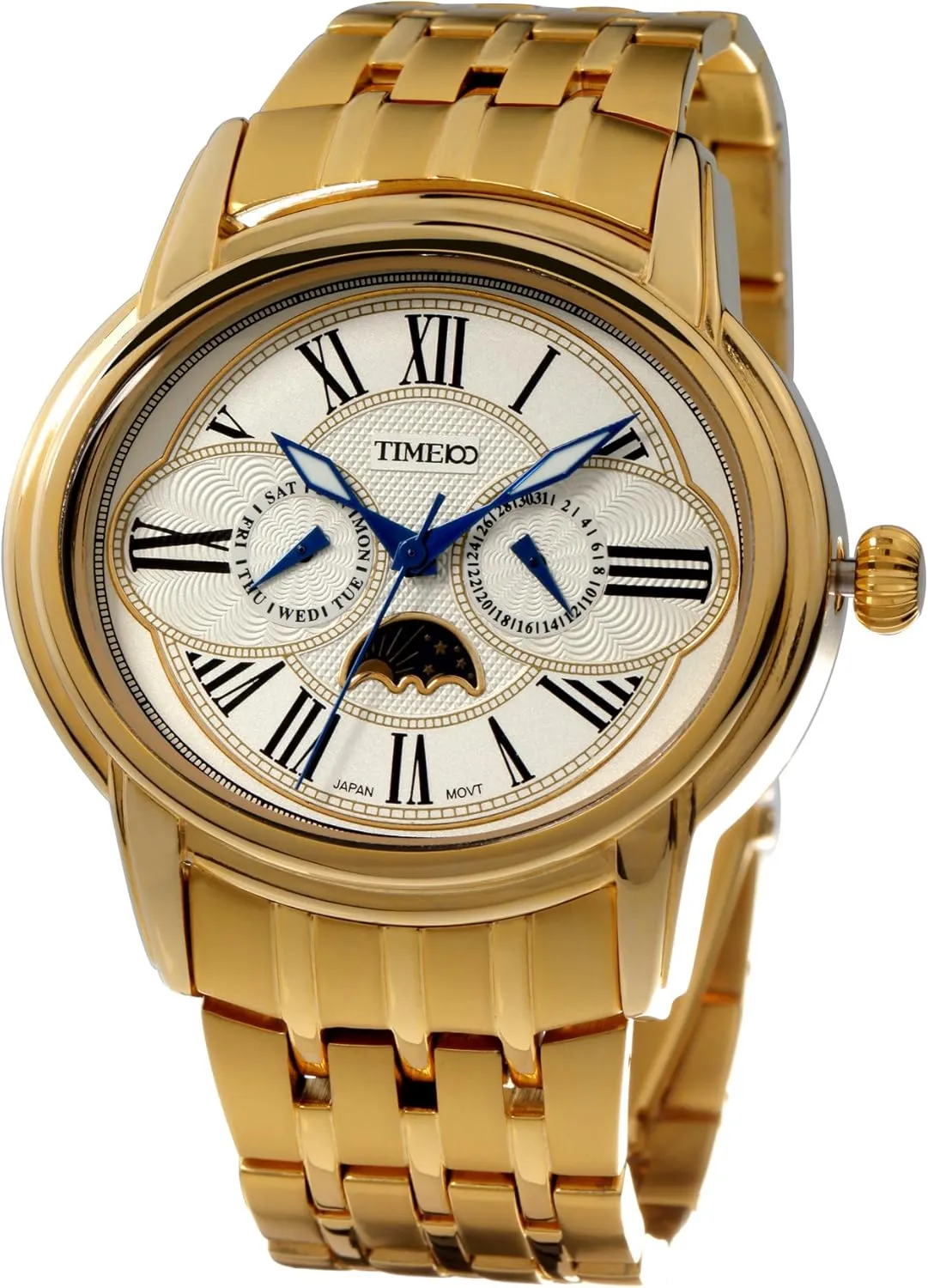 Calendar Display Waterproof Watch Quartz Watch for Men projector subfreezing comparable Stainless Steel Moon Phase 