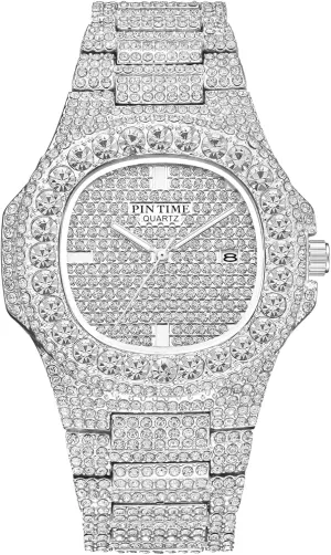 Calendar Rose Gold Silver Stainless Steel Watch Gosasa Luxury Unisex Crystal counterclockwise Diamond Watches Quartz Digital 