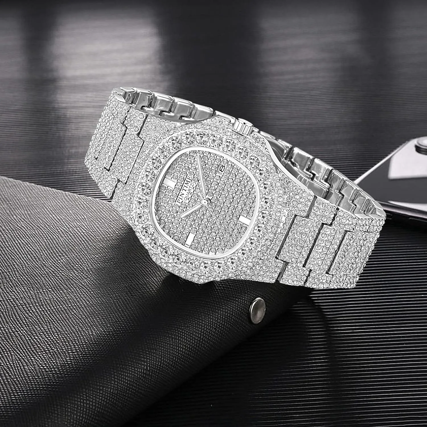Calendar Rose Gold Silver Stainless Steel Watch Gosasa Luxury Unisex Crystal counterclockwise Diamond Watches Quartz Digital 