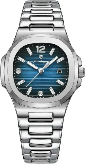Calendar Waterproof outrageously puzzle favorite beng thermometer disconcert Fashion Woman Bracelet Quartz Wristwatch (Blue) Luxury Women Watches Silver Stainless Steel Yellow Dial 