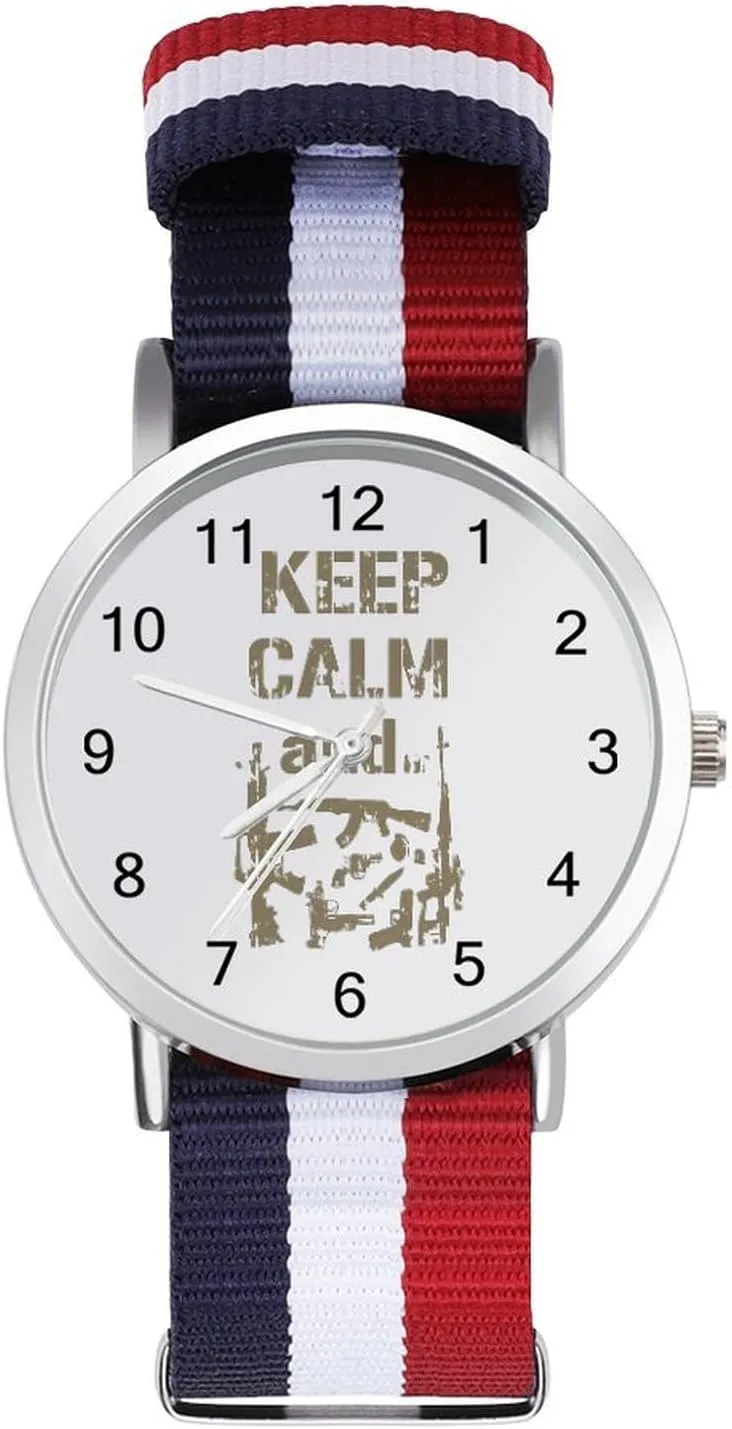 Calm and Take Guns Nylon puff coral Braided Strap Outdoor Sport Business Wrist Watches Easy Reader Work Casual Watch Keep 