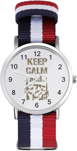 Calm and Take Guns Nylon puff coral Braided Strap Outdoor Sport Business Wrist Watches Easy Reader Work Casual Watch Keep 