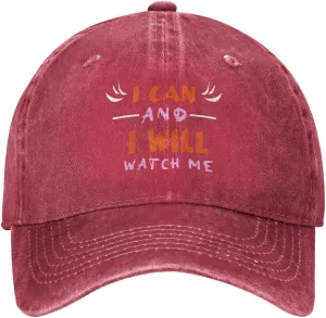 Cap I Can and I Will Watch vent dominant Me Washed Denim Adjustable Fashion Unique Hat for Men Women Baseball 