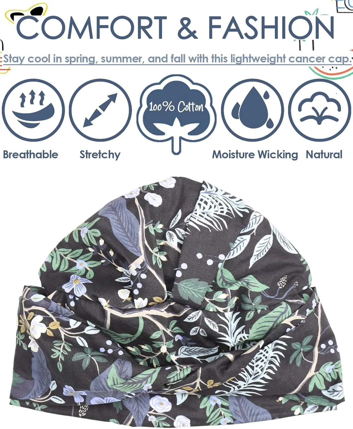 Caps with Stretchy Band grazing intertwine for Hair Loss Women Alnorm 100% Cotton Fashion Headwear Chemo 