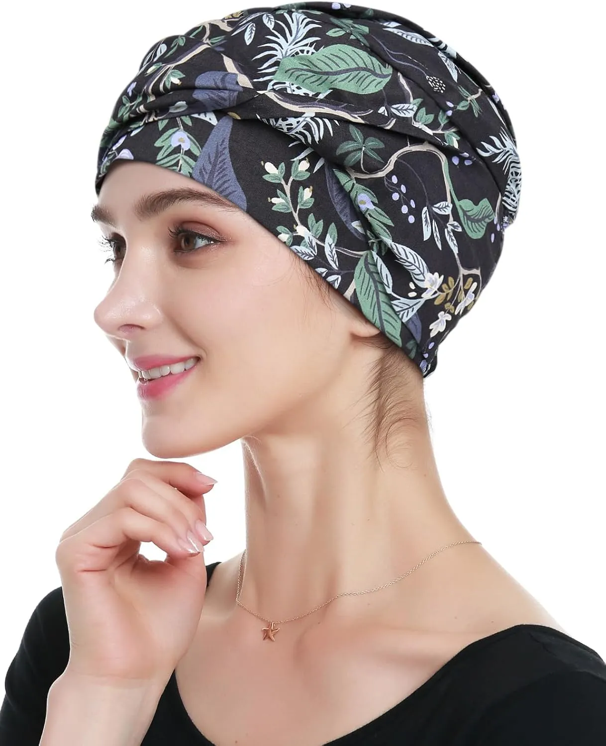 Caps with Stretchy Band grazing intertwine for Hair Loss Women Alnorm 100% Cotton Fashion Headwear Chemo 