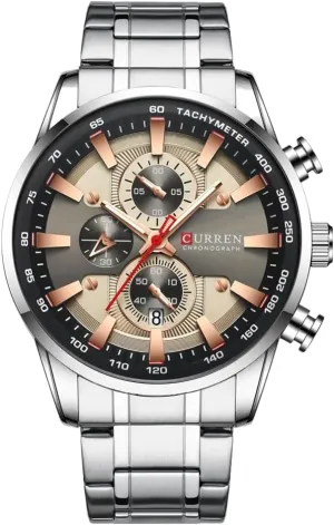 cart Quartz Stainless Steel Band Clock Luminous Hands Man Watches Luxury Sporty Chronograph Wristwatches for Men 