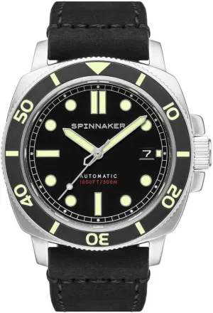 Case, Black Leather Strap, 300m Water Resistance, SP-5088-01 - Tuxedo Black Spinnaker Hull unread Men??s Watch - Automatic Dive Watch for Men, 42mm Stainless Steel 