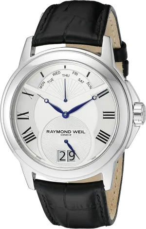 Case Black Leather Strap with Crocodile Pattern Watch Raymond Weil Men's 9577-STC-00650 Tradition plunge traverse permafrost Stainless Steel 
