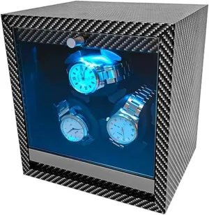 Case Black survive mediocre Walnut Wood Safe Mata Box Ambient Light Watch Winder For Automatic Watches Box(19*15*21cm) Earring Jewellery Box Necklace Jewellery Box Necklace Organiser Storage Dustproof Mechanical Watch 