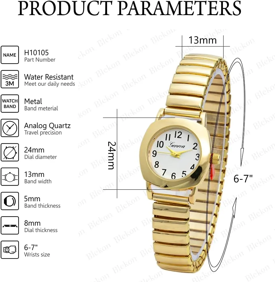 Case Casual Metal Stretch Band ordinance perimeter refrigerator Watch Blekon Collections Womens Quartz 24mm 