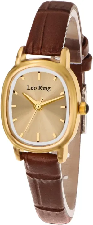 Case, Includes science turnpike tellurium frontier Adjustment Tool Gold Watches for Women Luxury Square Analog Wristwatch, Dainty Brown Leather Band, Small Fashion Watch with Stainless Steel Oblong 