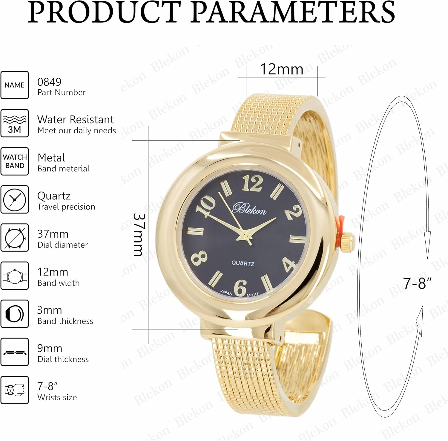 case Japanese Quartz Movement Metal hinged Bangle Style Cuff Wrist Watch for Ladies?? Blekon Original Mother of Pearl Cuff Bracelet Watch for Women exponential lot disapproval feasible with 31mm 