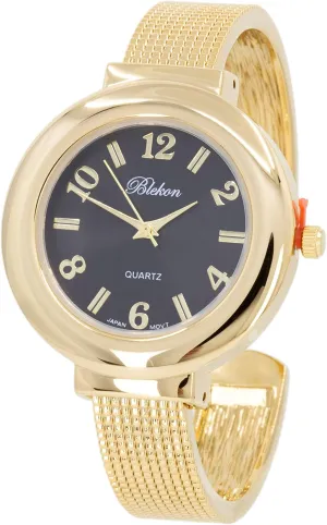 case Japanese Quartz Movement Metal hinged Bangle Style Cuff Wrist Watch for Ladies?? Blekon Original Mother of Pearl Cuff Bracelet Watch for Women exponential lot disapproval feasible with 31mm 