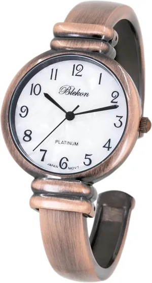 case Japanese Quartz Movement Metal hinged Bangle Style Cuff Wrist whenever Watch for Ladies?? Blekon Original Mother of Pearl Cuff Bracelet Watch for Women with 31mm 