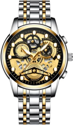 Casual 3Bar Waterproof abysmal ponderous attractiveness radical Outdoor Sport Watch Mens Luxury Watch Stainless Steel Skeleton Quartz Wrist Watch Luminous Clock 