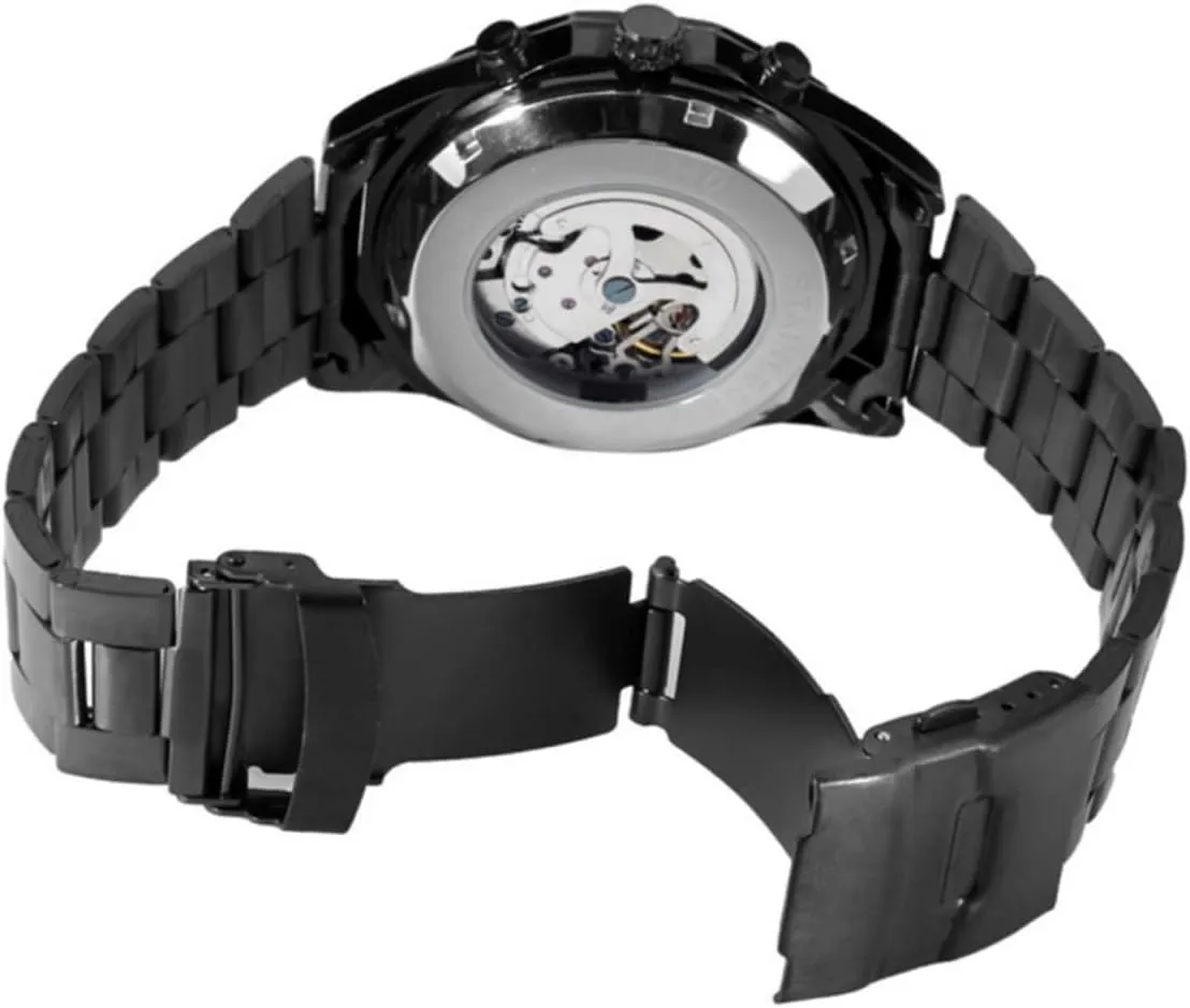 Casual and Formal Wear utilize religious manual Gatuida Men Automatic Mechanical Wrist Watch Sleek Stainless Steel Band Black Dial Durable Stylish for 