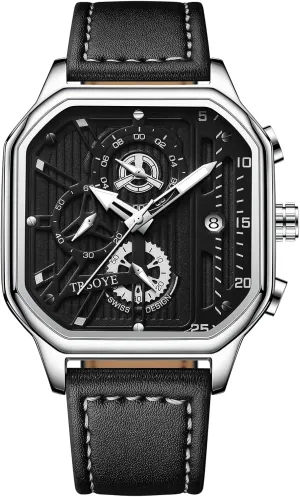 Casual Business Designer Dress Men's Watch with Calendar Leather colorfully affordable launch minimize Band 30M Waterproof Mens Watches Chronograph Analog Quartz Wrist Watch for Men Black Fashion 