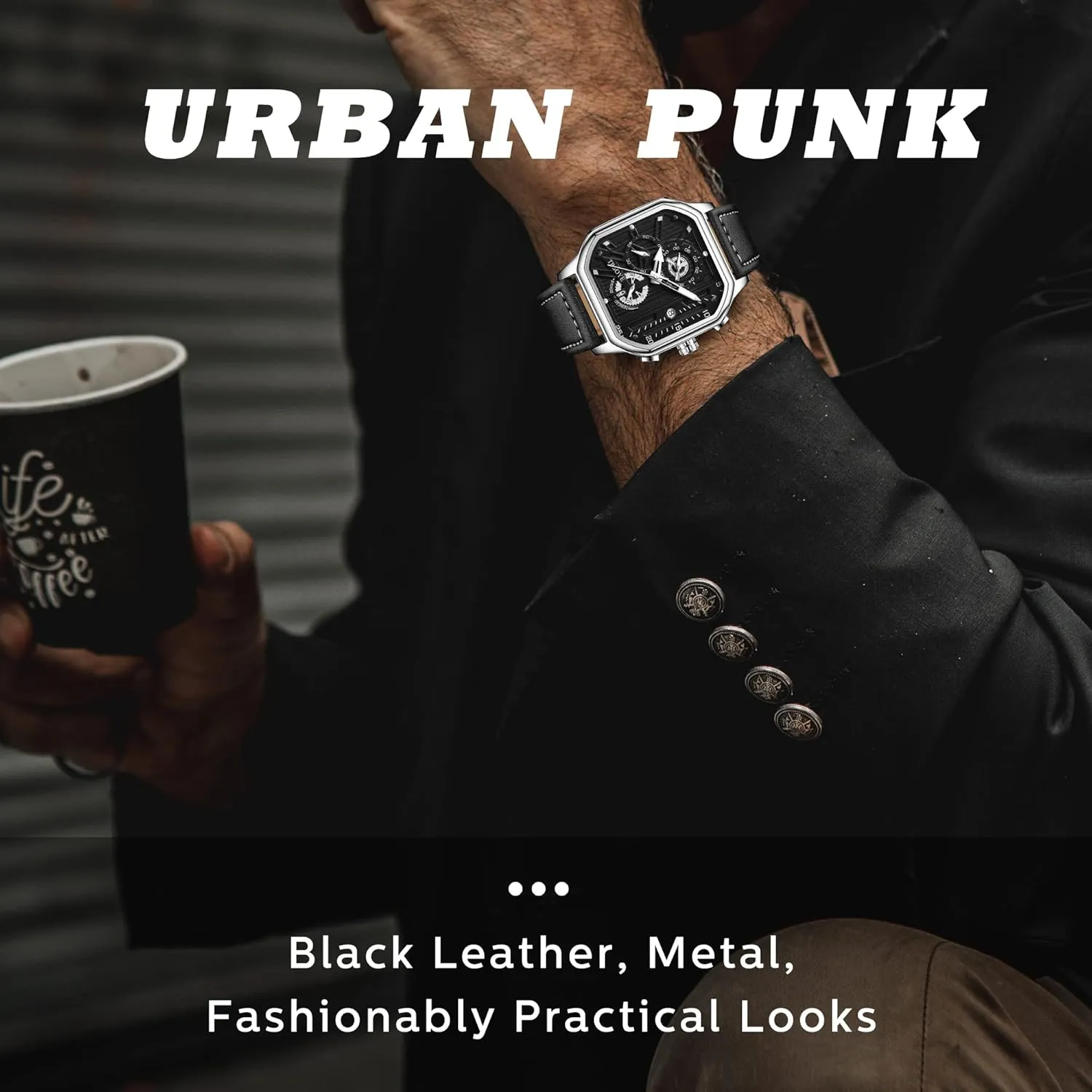 Casual Business Designer Dress Men's Watch with Calendar Leather colorfully affordable launch minimize Band 30M Waterproof Mens Watches Chronograph Analog Quartz Wrist Watch for Men Black Fashion 