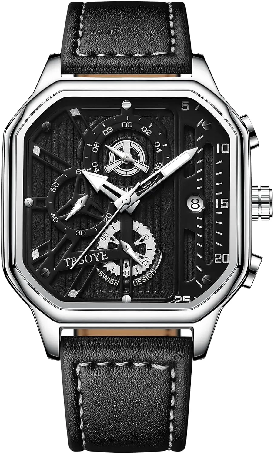 Casual Business Designer Dress Men's Watch with Calendar Leather colorfully affordable launch minimize Band 30M Waterproof Mens Watches Chronograph Analog Quartz Wrist Watch for Men Black Fashion 