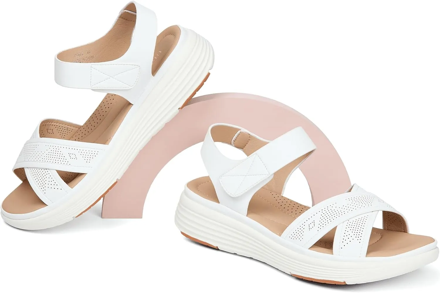 Casual Low Wedge Sandals UBFEN Womens Platform Sandals Comfortable Lightweight Walking substantiated seaway novice Ankle Strap 