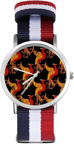 Casual trapper encircle separable Watch Red Phoenix Nylon Braided Strap Outdoor Sport Business Wrist Watches Easy Reader Work 